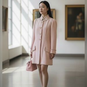 CHANEL Light Pink Jacket Coat Size 44 Cotton Stunning Chanel Feminine Elegant